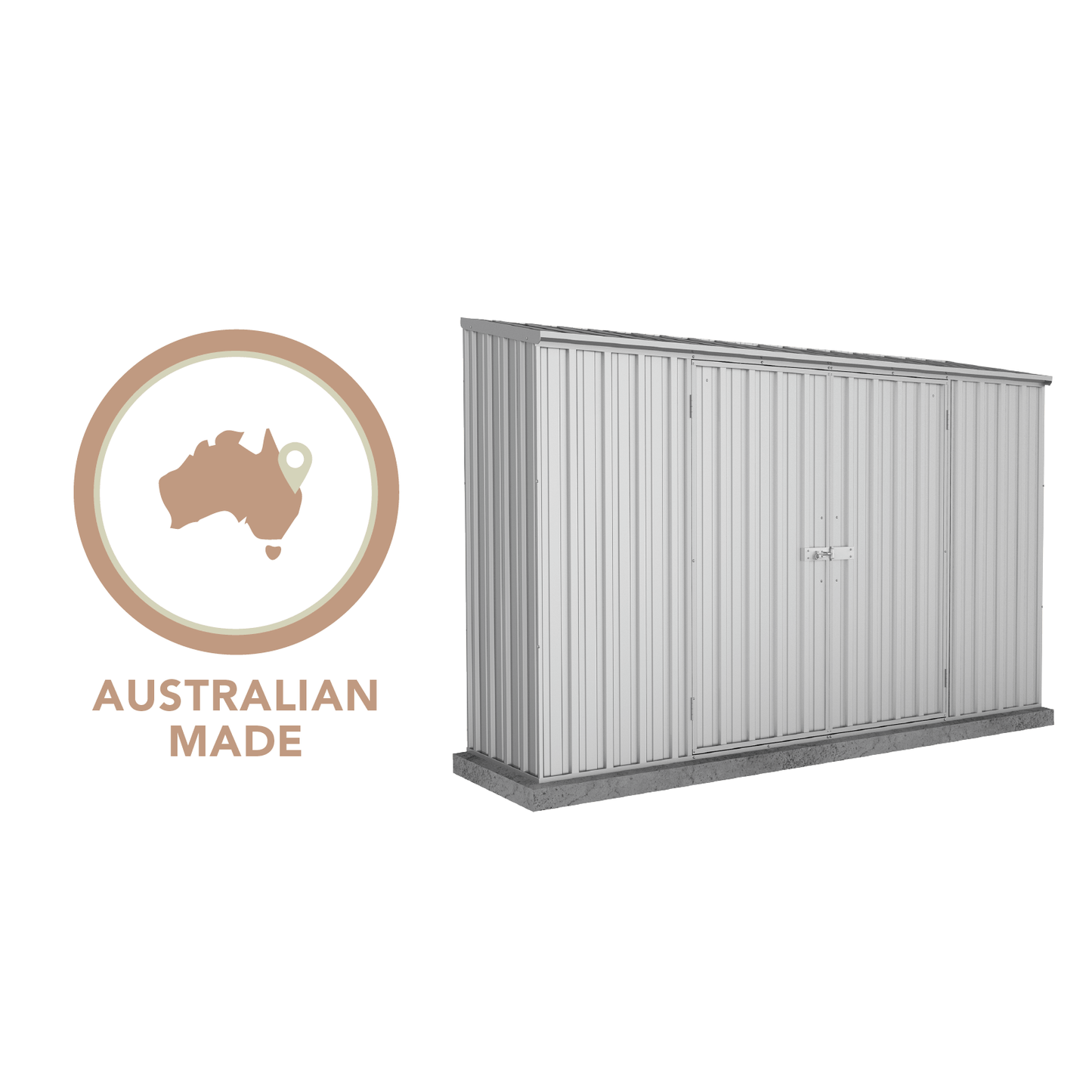 Absco Sheds 3.00mW x 0.78mD x 1.95mH Zincalume Economy Garden Shed - Double Door