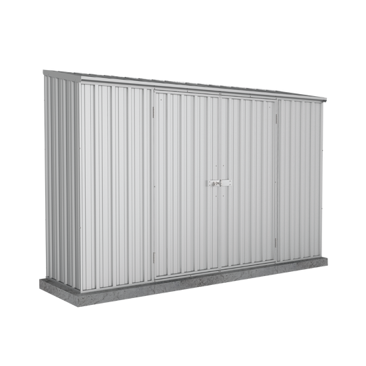 Absco Sheds 3.00mW x 0.78mD x 1.95mH Zincalume Spacesaver Garden Shed - Double Door