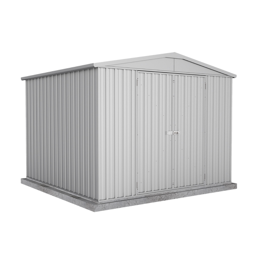 Absco Sheds 3.00mW x 2.92mD x 2.30mH Zincalume Highlander Garden Shed - Double Door