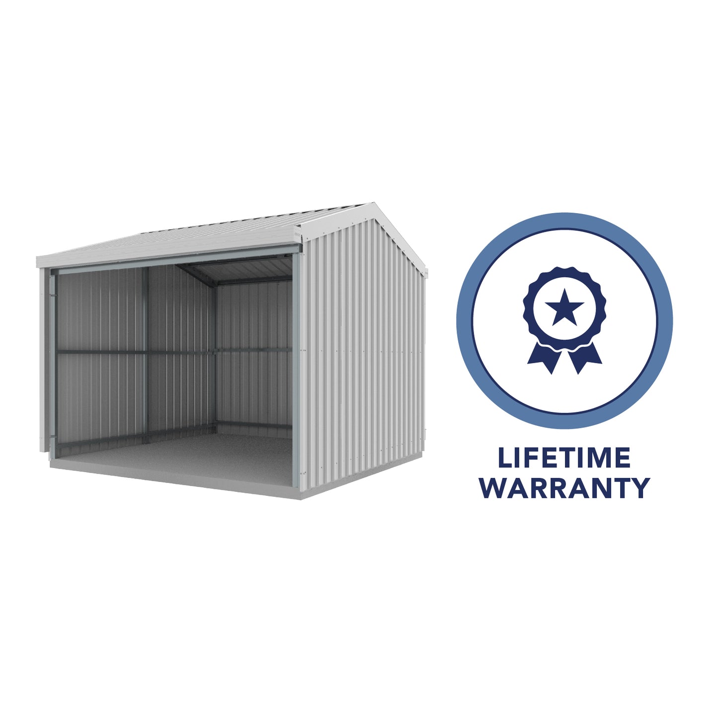 Absco Sheds 3.00mW x 3.00mD x 2.53mH Zincalume Rural Shed - Open Bay