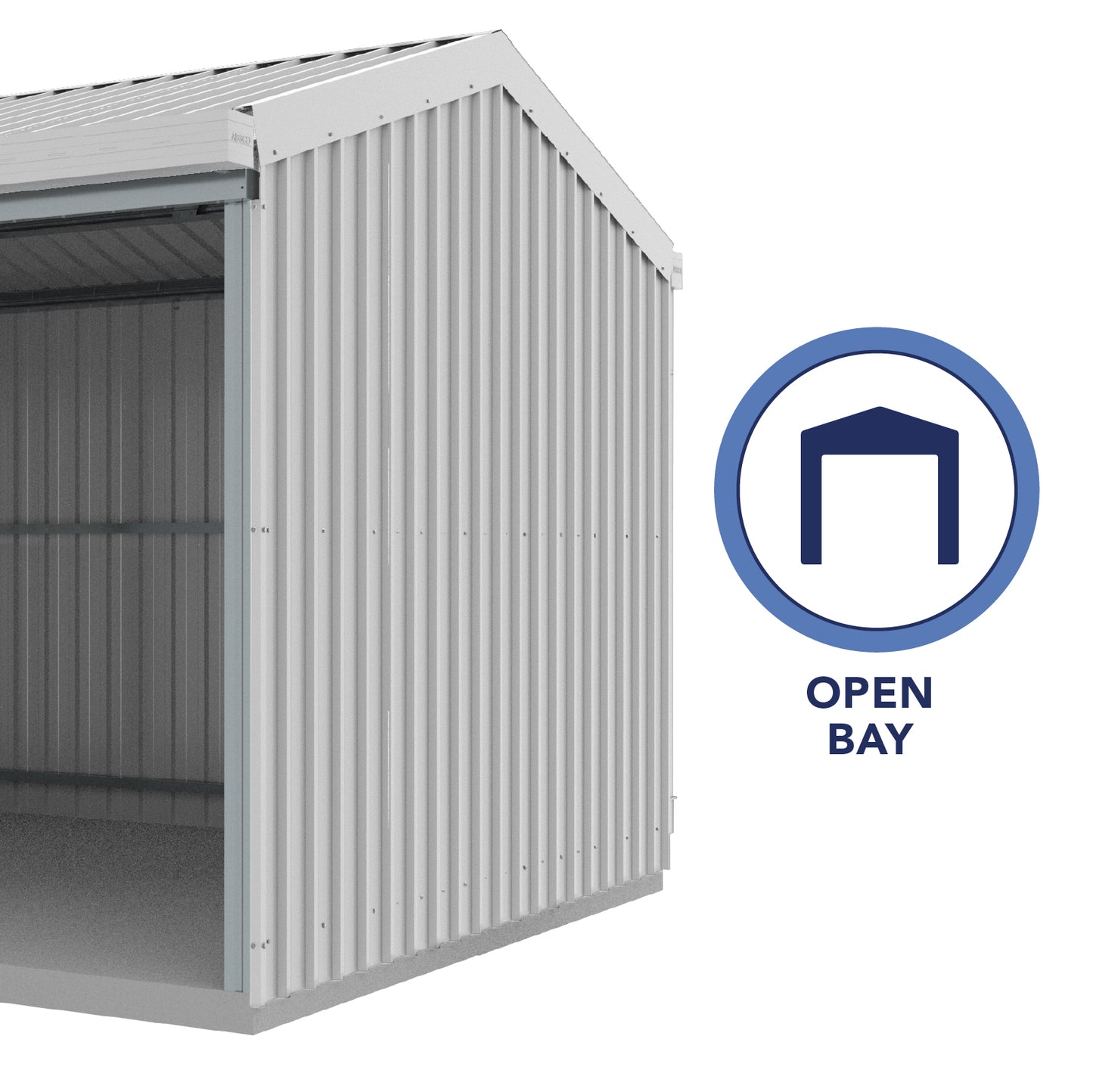 Absco Sheds 3.00mW x 3.00mD x 2.53mH Zincalume Rural Shed - Open Bay