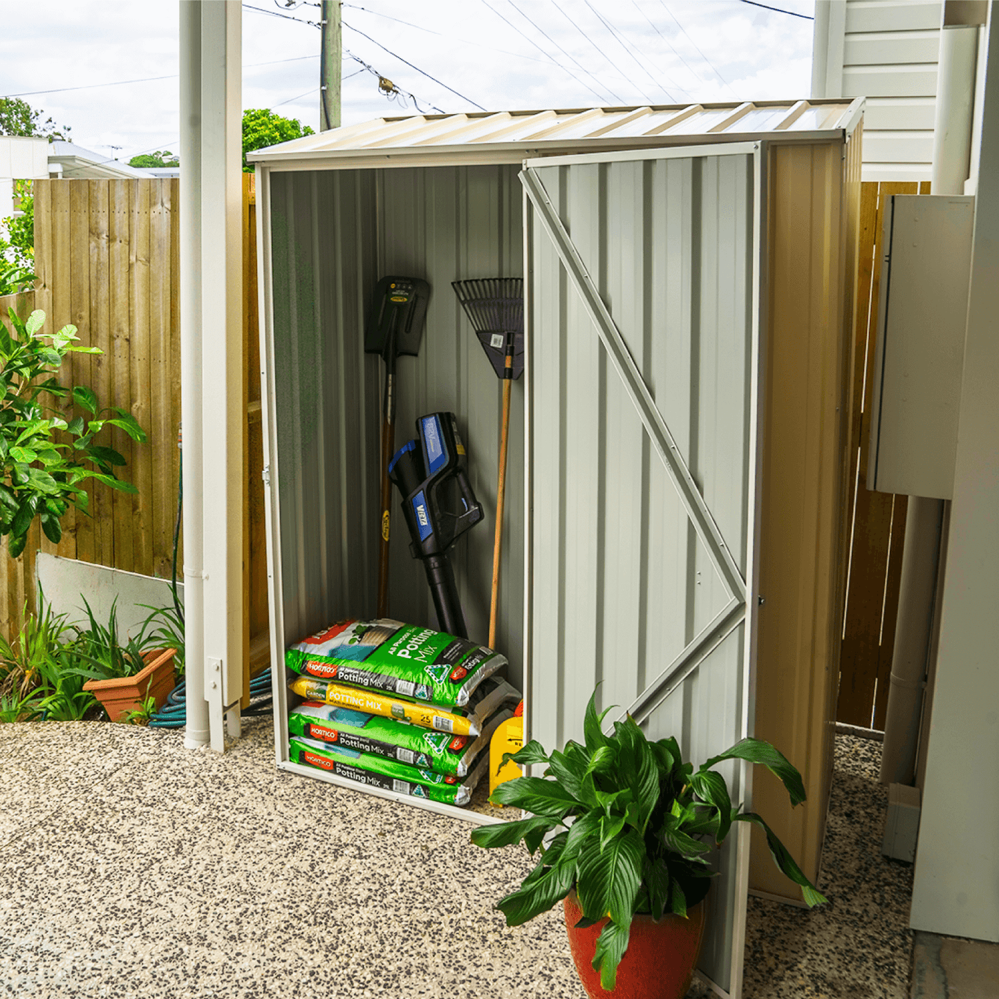 Absco Sheds 1.52mW x 0.78mD x 1.95mH Zincalume Economy Garden Shed - Single Door